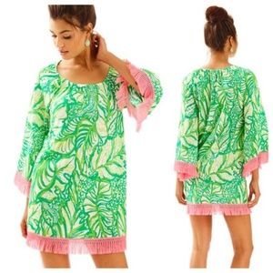 Lilly Pulitzer Getaway Fringe Dress Green & Pink